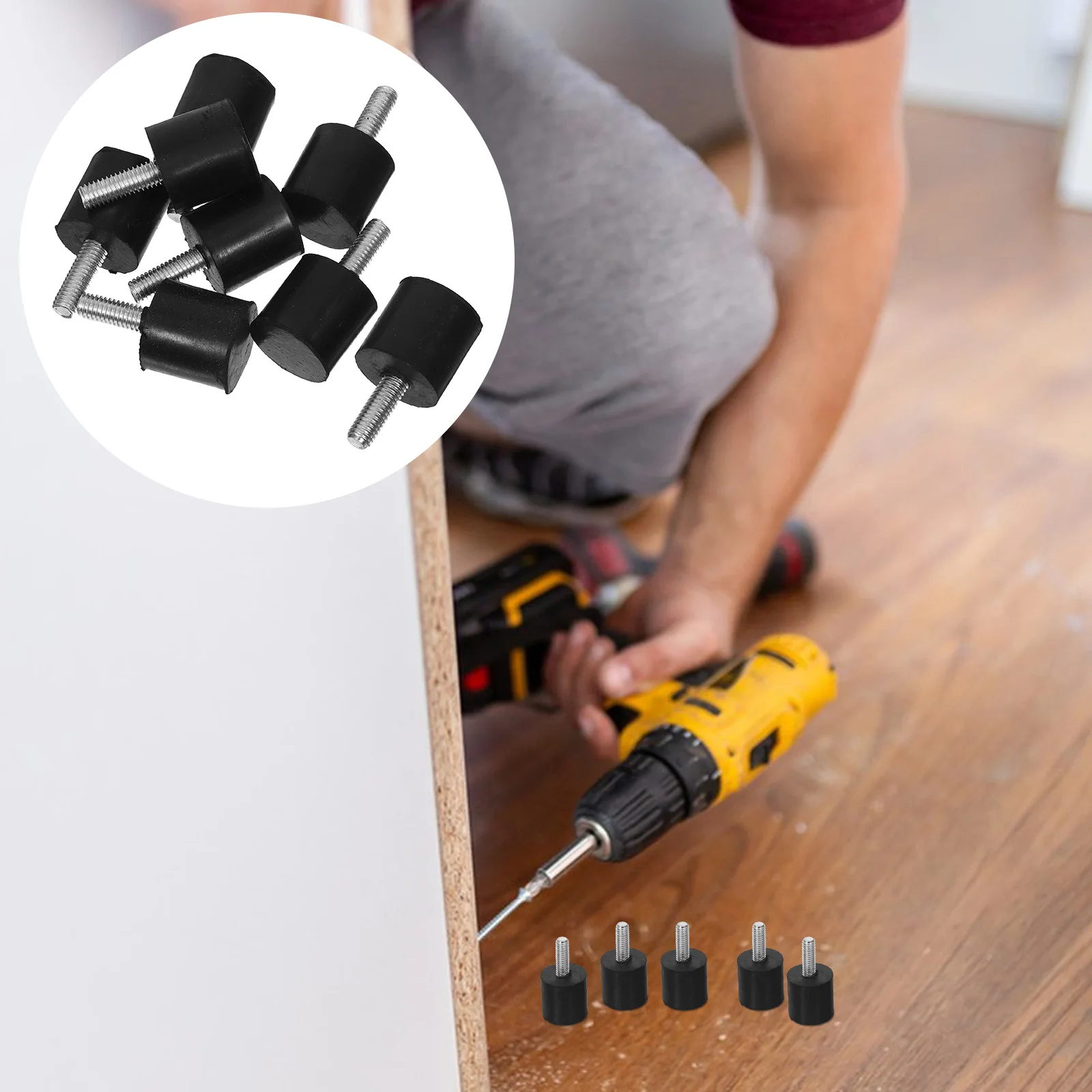 

Screwed Foot Pad Furniture Rubber Adjustable Leveler Black Screw-in Leveling Glides