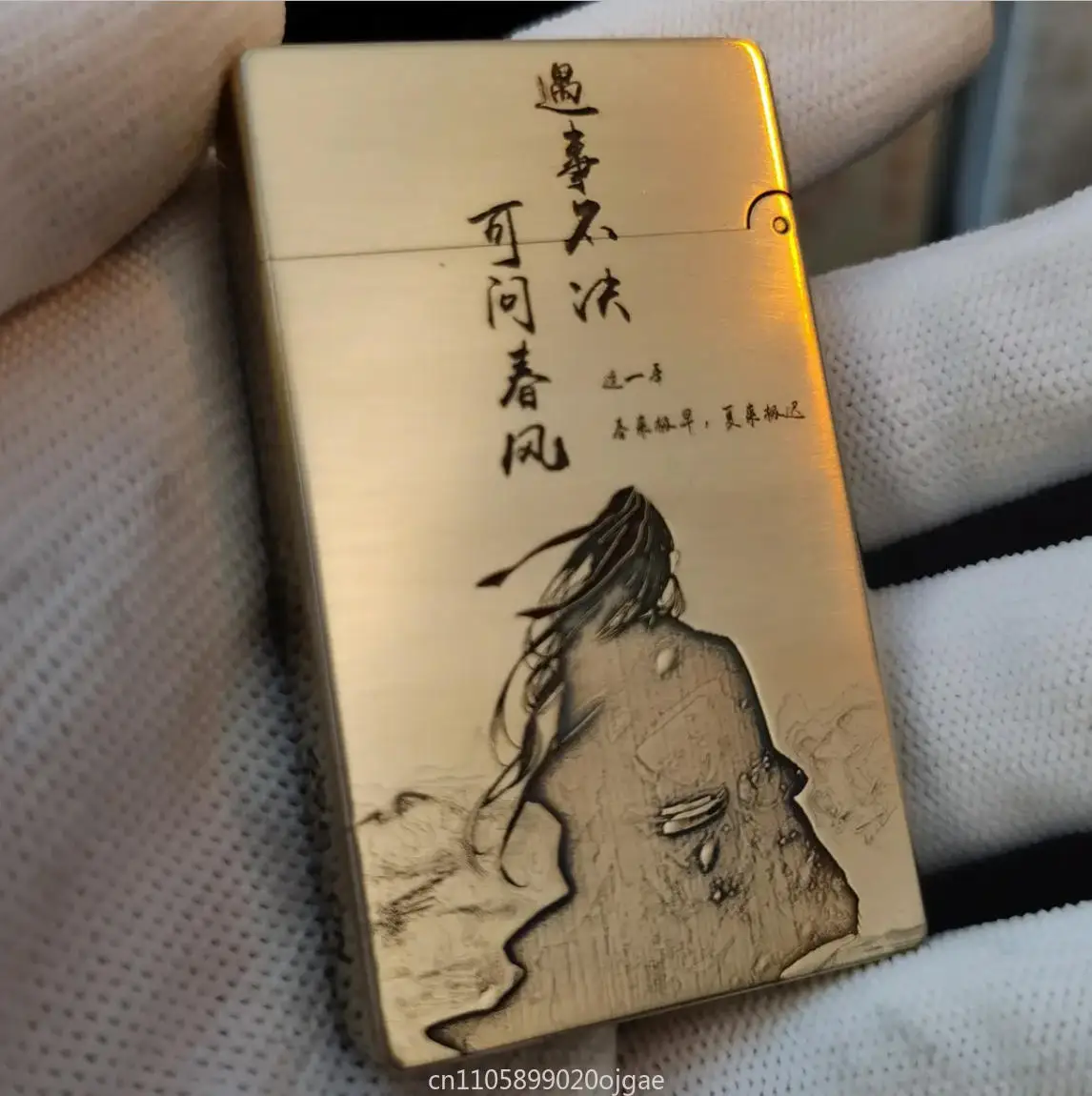 ZORRO Ultra-thin 799 Kerosiene Grinding Wheel Lighter Embossed Brass Cinnabar Filled One Steel Tone Men's High-end Gift