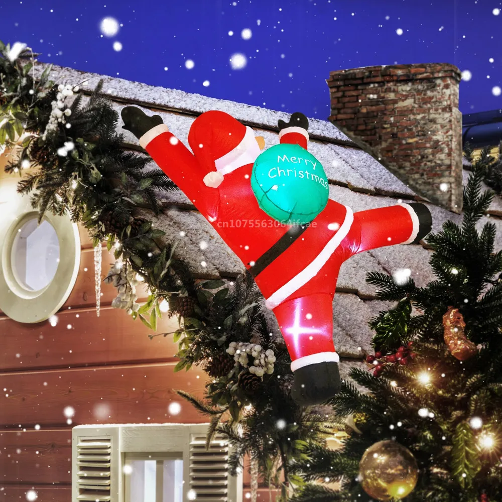 2 متر/3 متر نفخ تسلق الجدار سانتا كلوز تحمل هدية حزمة نموذج المدمج في أضواء LED حفلة عيد الميلاد نافذة الديكور الدعائم