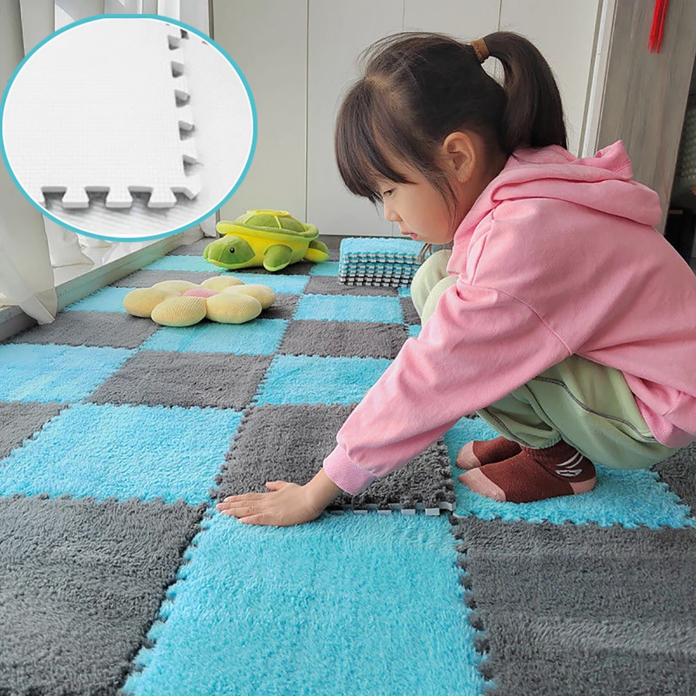 10/100PCS  Anti-shock Mat for Babies Puzzle Mat Living Room Bedroom Square Foam Plush Pad Plush Carpet Baby Padded Baby Carpet ﻿