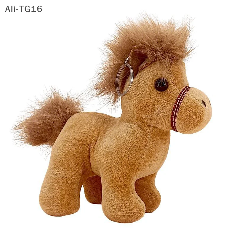 Simpatico cavallo peluche portachiavi cartone animato morbido peluche bambola ciondolo chiave auto zaino decorazione borsa