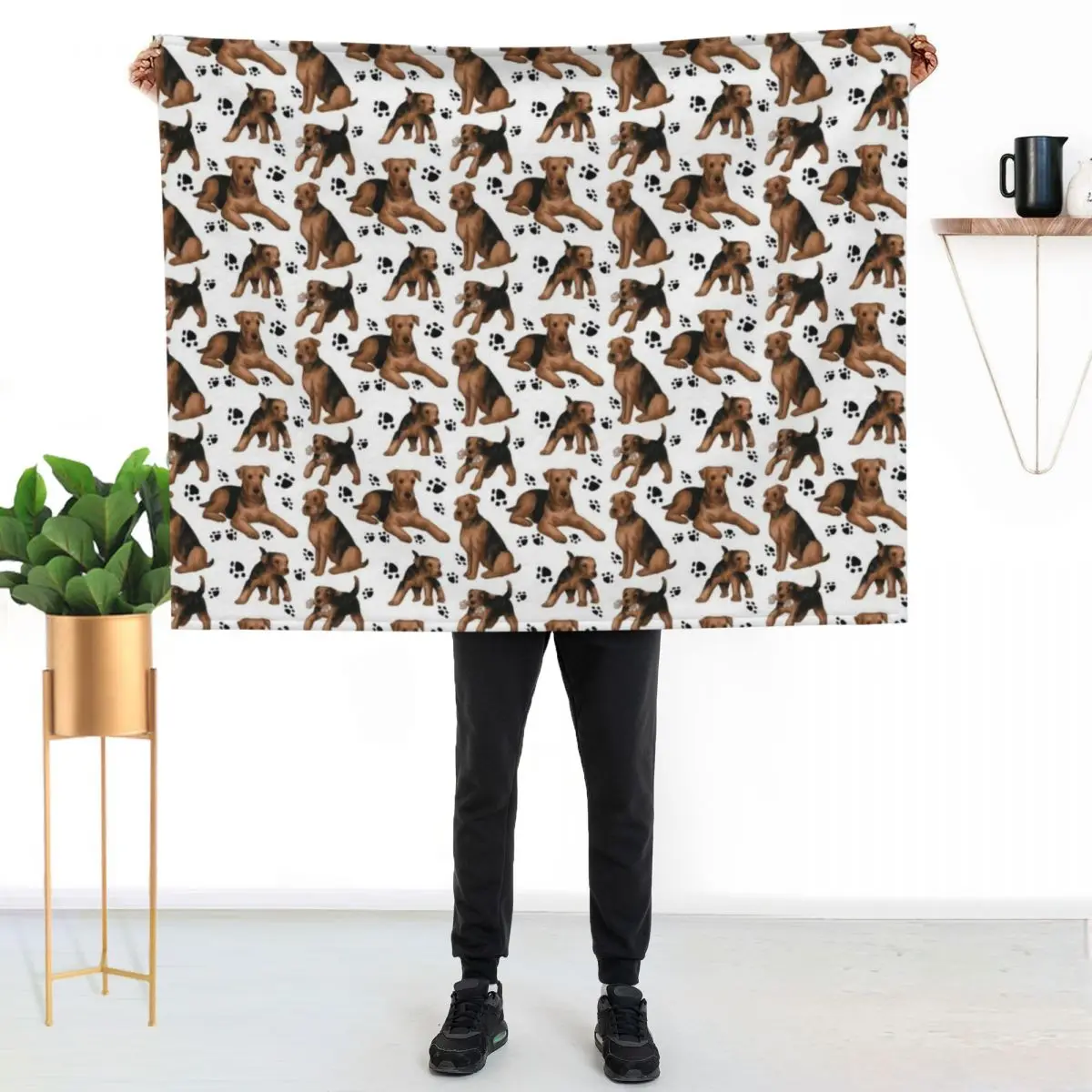 

Airedale pattern Throw Blanket Foldable Soft Warm Blanket for Outdoor Use