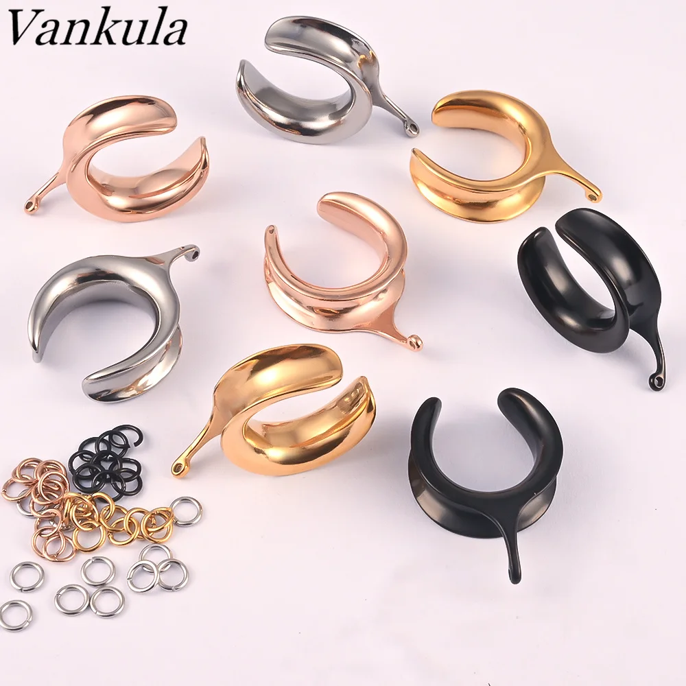 Vankula 10PCS 316L Stainless Steel Ear Weights Ear Saddle Piercing Flesh Tunnel Body Jewelry Gift For Women Men