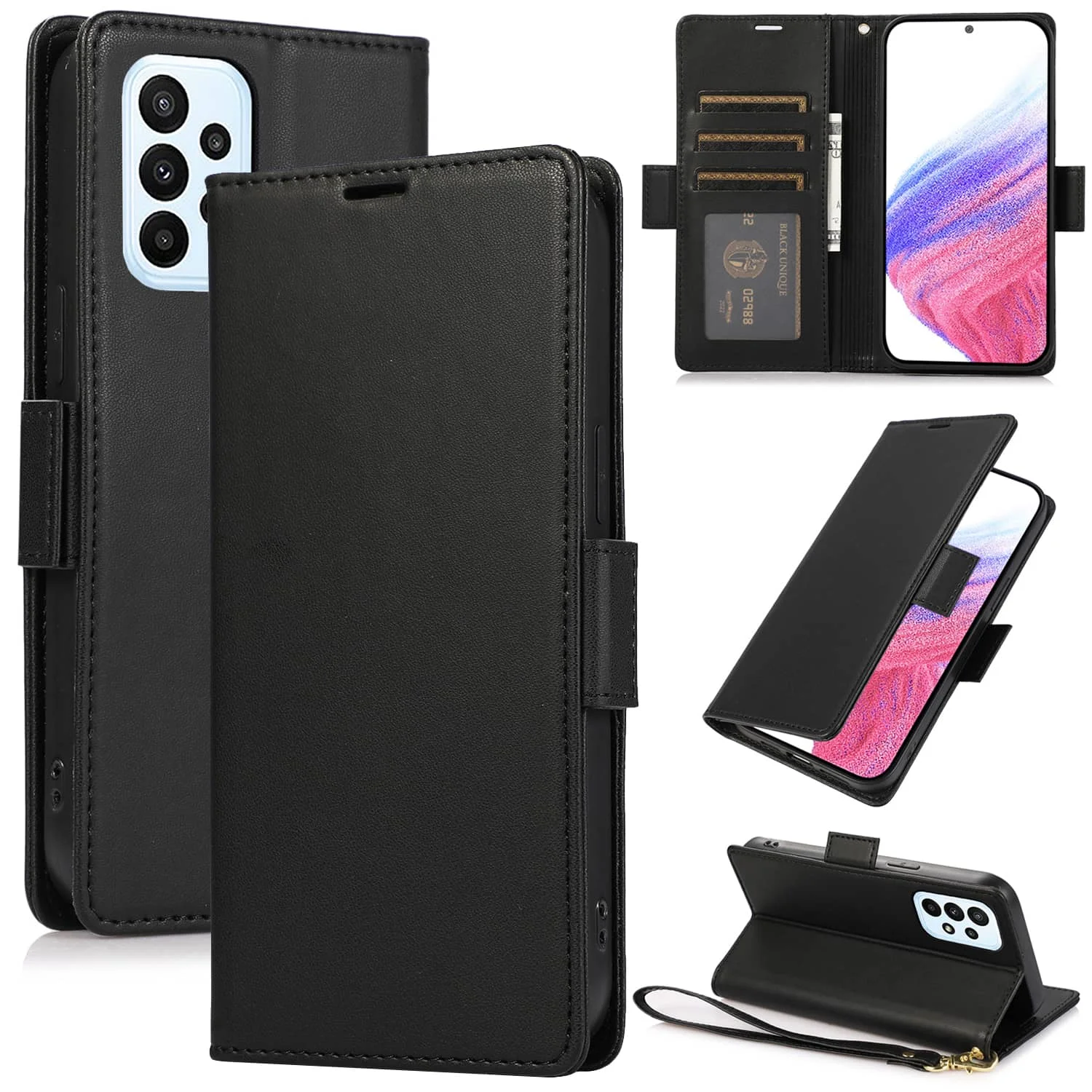 

Подходит для Samsung Galaxy A05 A06 A10 A20 A30 A40 A50 A60 A70 Чехол-книжка-книжка-кошелек с держателем для карт и подставкой, противоударный