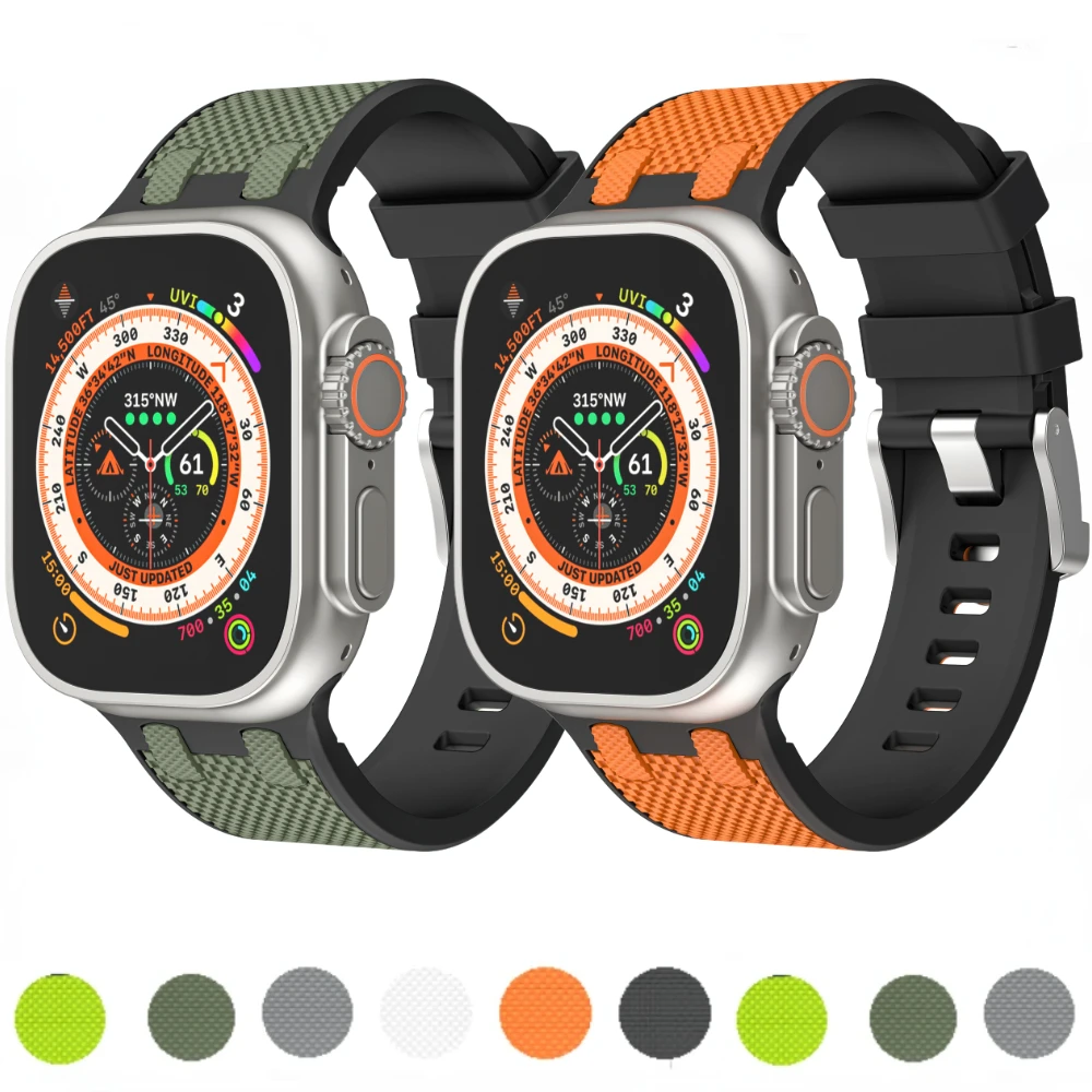 AP silicone strap For Apple watch Ultra 2 1 49mm 9 8 7 45mm High end and high-quality wristbands For iwatch 6 5 4 3 SE 44mm 42mm
