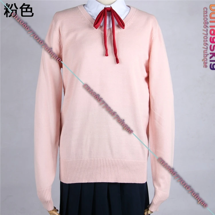 Anime Dandadan Momo Ayase Cosplay Costume JK High School Uniform Women Adult V-neck Sweater Role-playing Party Accessory Outfits