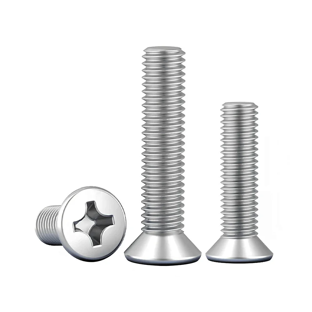 5-200pcs M3 M3.5 M4 304 Stainless Steel Cross Flat Countersunk Head Machine Screws Lengthened Phillips Bolt Length 3/4/5/6-180mm