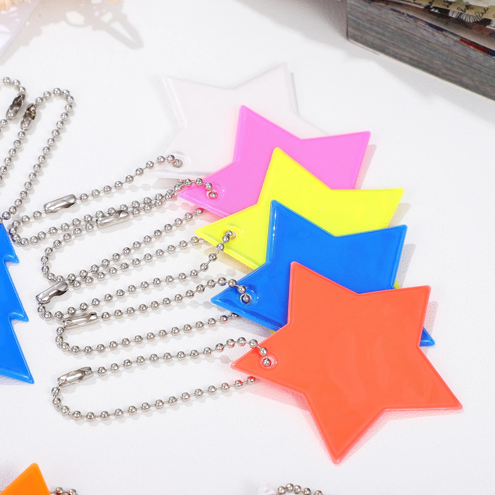 26Pcs Star Reflector Pendants Safety Reflective Charms for Backpacks Keys Clothes Night Outdoor Safety Reflectors