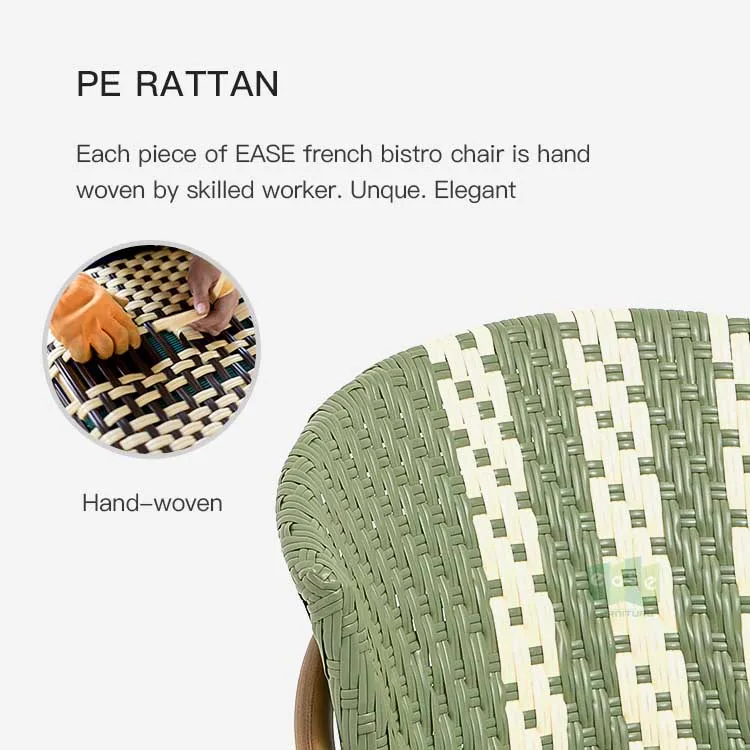 (E6026) الباريسية الحديثة خارج الحديقة الاصطناعية الروطان الخلفي الأثاث الشمال في الهواء الطلق بيسترو الطعام كرسي كرسي استرخاء #4