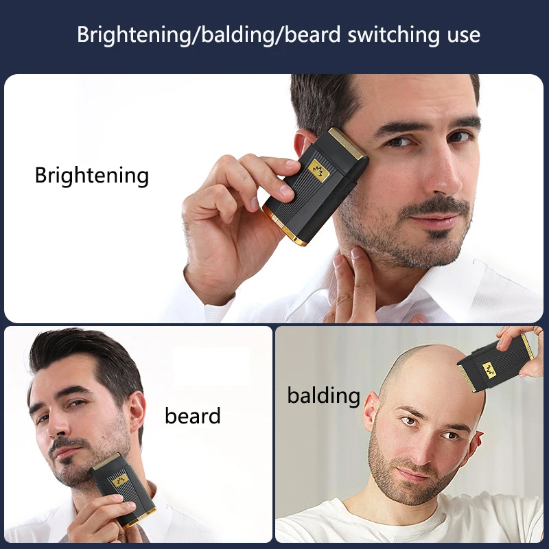 Stlf preto lâmina dupla folha sem fio recarregável viagem barbeador elétrico fabricante para homem barbeador careca aparador de barba