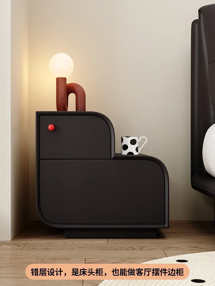 

Bedside table Bedside table Creative high-end exquisite master bedroom children's storage box New all-solid wood black bedside