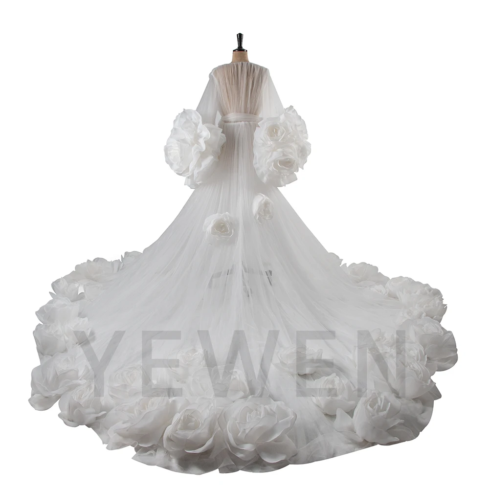 Abiti da sposa trasparenti rosa 3D di lusso 2025 Abito da sposa Abiti eleganti Abiti lunghi con strascico Abiti per occasioni su misura per servizio fotografico YW250059