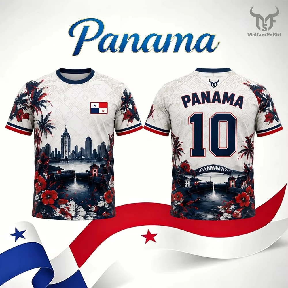 2026 Panama Flag 3D Printed T-shirt 2026 Panama Outdoor Sports Soccer Training Jersey Unisex Quick Dry Matching Family Outfits