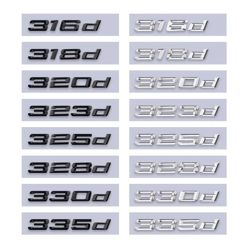 

316d 318d 320d 325d 328d 330d 335d trunk logo car stickers for 3 5 6 series e46 e90 e60 f10 f30 e92 rear boot displacement label