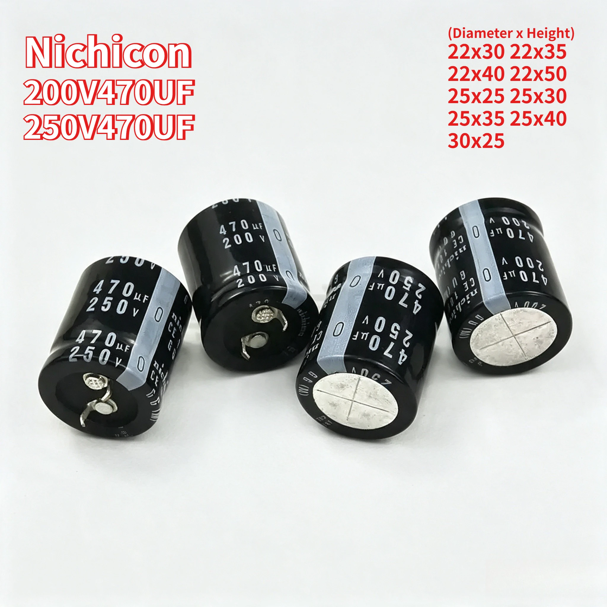 2PCS Brand-new 200V470uF 250V 22x30 22x35 22x40 22x50 25x25 25x30 25x35 25x40 30x25 Capacitor 250V 470uF Nichicon