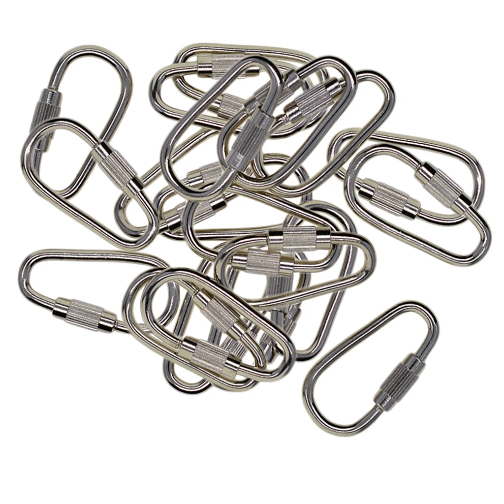 20 Pieces Mini Steel Screw Carabiners Climbing Carabiners Aluminum Quick Open Screw Lock Key Chain Hook Carabiner Safety Clasp