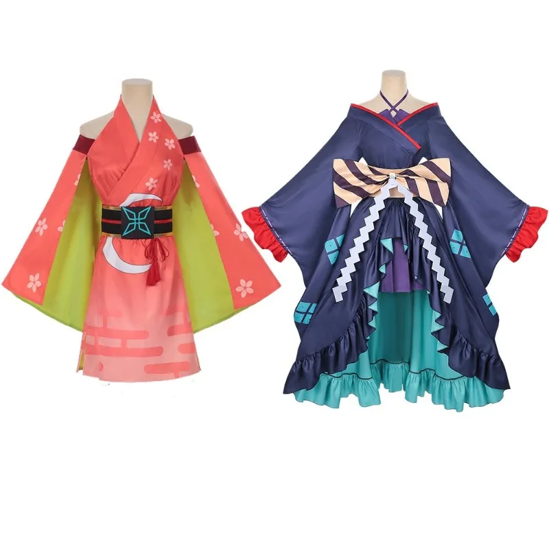 

Wide Sleeve Off Shoulder Kaguyaya Himeme Cosplay Dress Super Space Japanese Sakura Printed Design Retro Anime Style Gown