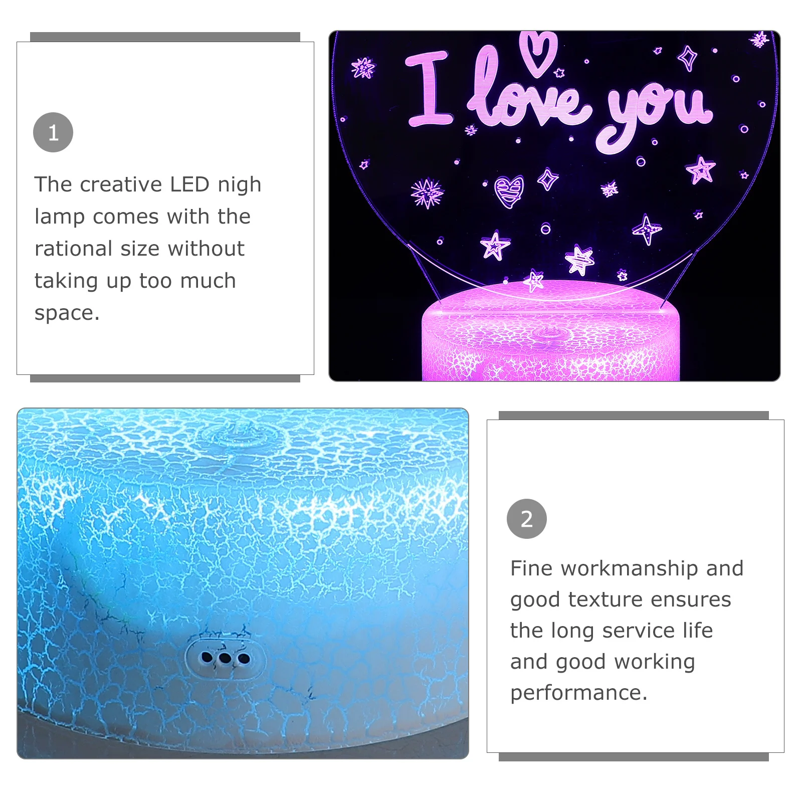 1Set Creative LED 3D Table Lamp Small Night Light Decorative Household Vision Long Service Life Fine Workmanship Good Texture