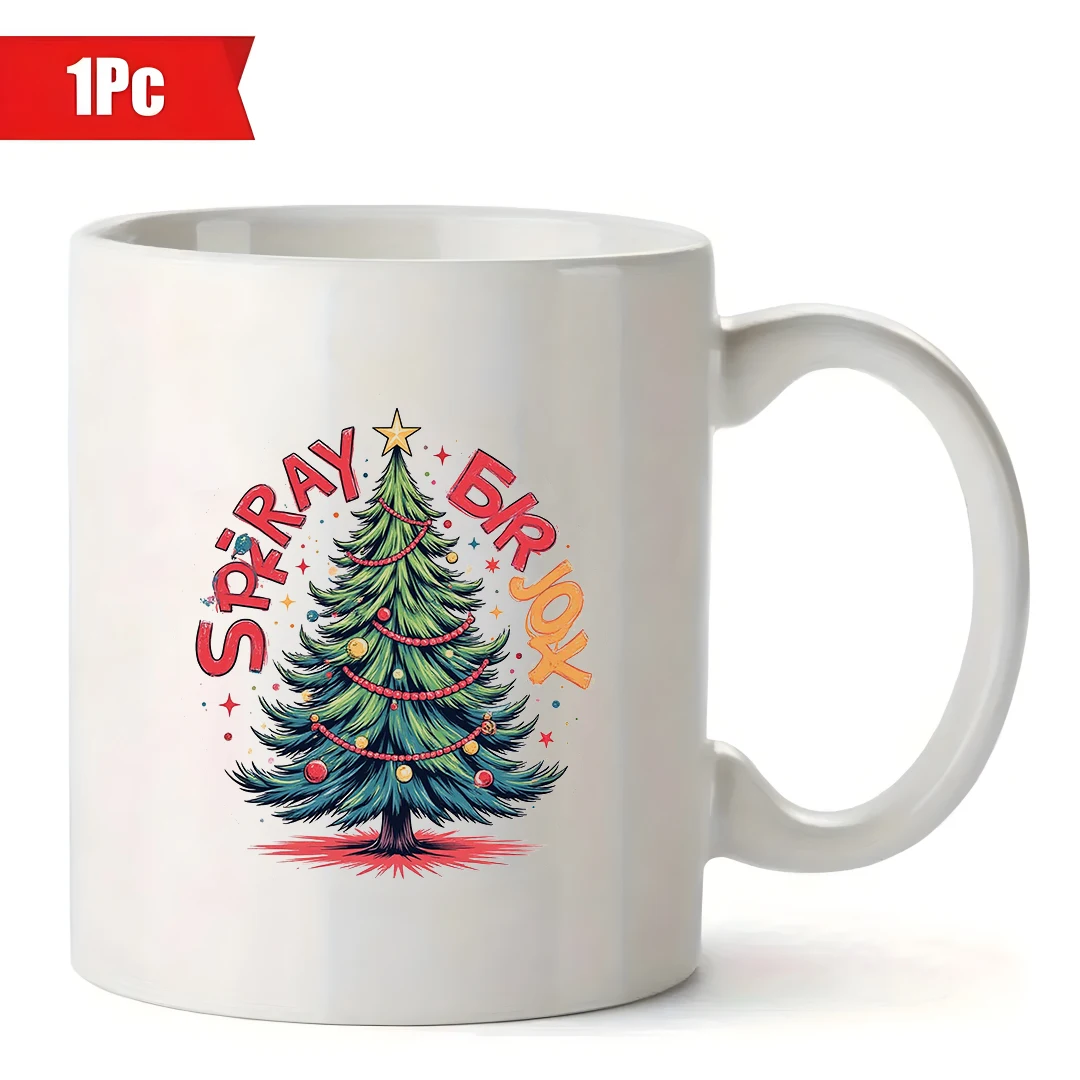 11オンスの漫画風クリスマスツリーマグカップ + お祭りモチーフのカップ、子供、家族、オフィスに最適なギフト、ホリデーシーズンに欠かせないアイテム