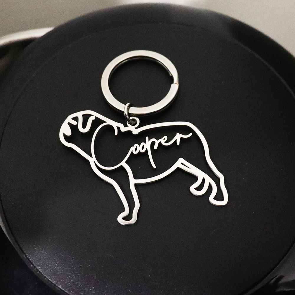 Custom Pet Name Keychains Dog Breed Silhouette Keyring Personalized Keychain for Men Memorial Gift for Loss of Dog Men  Jewelry