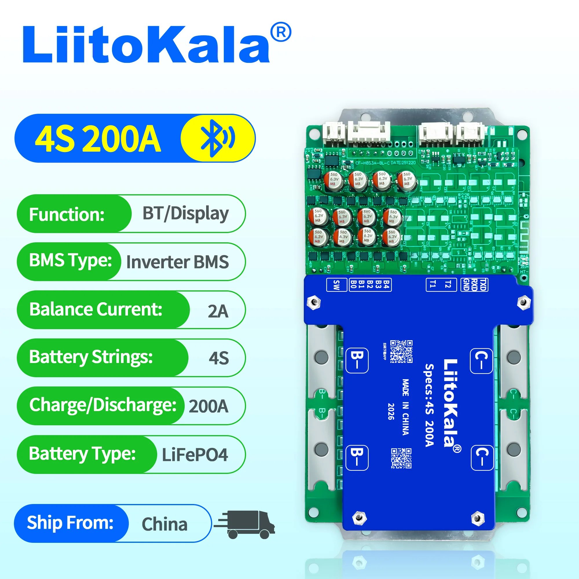 LiitoKala Lifepo4 Akkupack 4S 8S 12V 24V BMS für Dauerbetrieb mit Ausgleichsfunktion