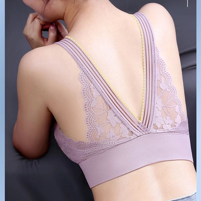 New Lace Beautiful Back Underwear Women's Sports Vest With Chest Pads Gathered Anti-exposure Wrapped Chest Women