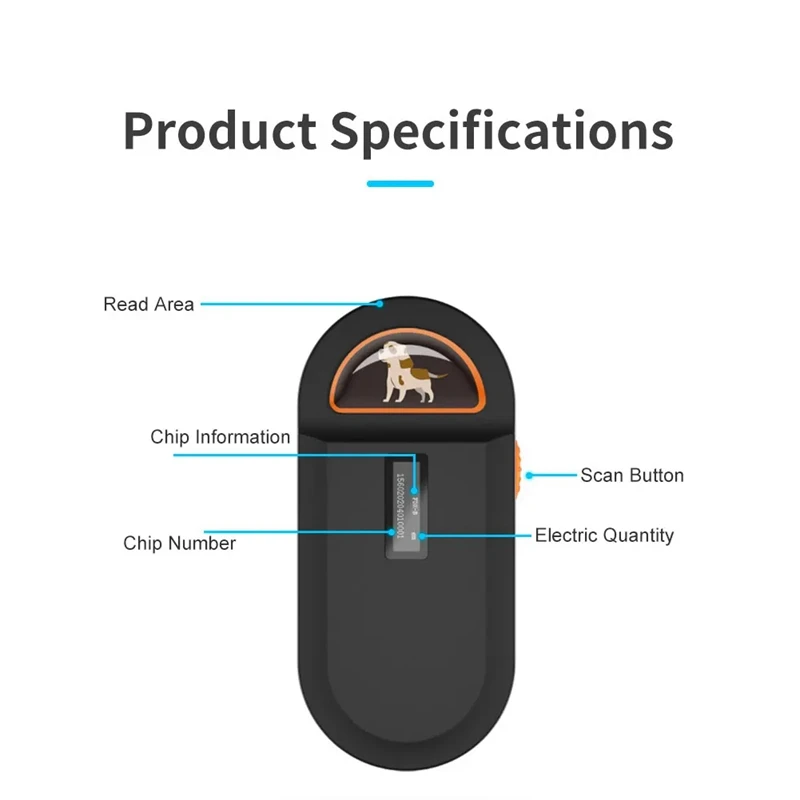 เครื่องอ่าน RFID 134.2Khz สัตว์เลี้ยง Microchip เครื่องสแกนเนอร์เครื่องอ่านชิปสัตว์แบบพกพาสําหรับการระบุหมายเลข ID สัตว์