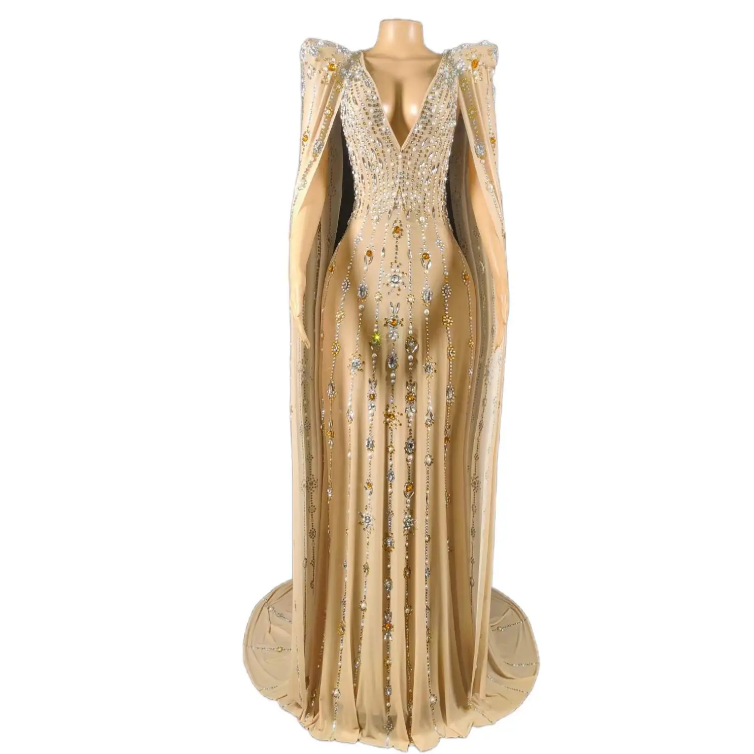 

Vlingdapijian элегантное женское платье с шалью сексуальное платье с v-образным вырезом и подплечниками со стразами и жемчугом платье знаменитостей для красной ковровой дорожки вечерние платья для выпускного вечера