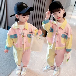 Girls Suit Coat+Pants Cotton 2Pcs/Sets 2023 Cardigan Spring Autumn Outfits Sports Sets Kid Tracksuit Uniforms Children Clothing