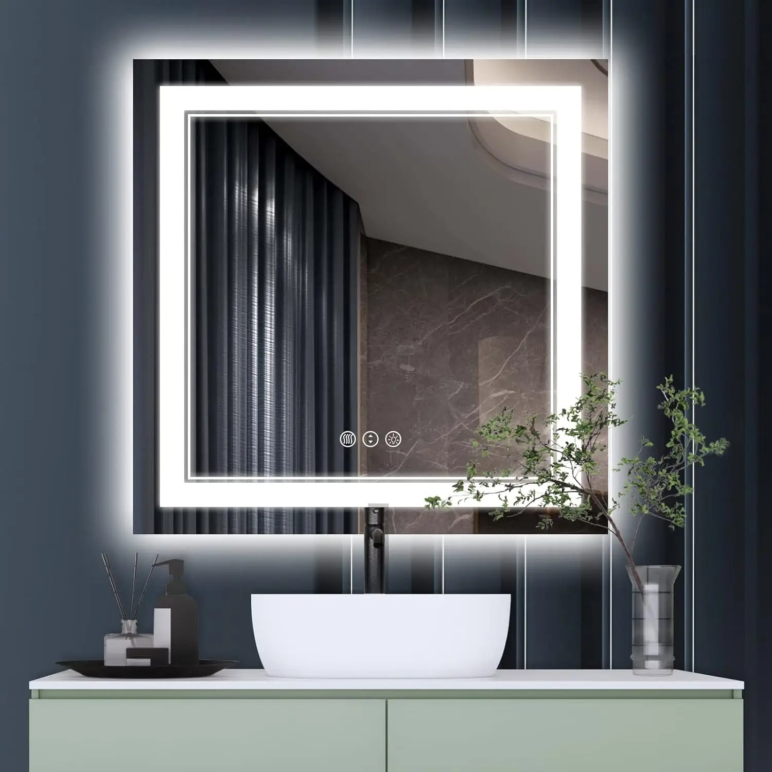 36 x 36 Inch Led Mirror for Bathroom, Backlit and Front Lighted  Vanity Mirror with Lights, Anti-Fog, 3 Colors Dimmable, Memory