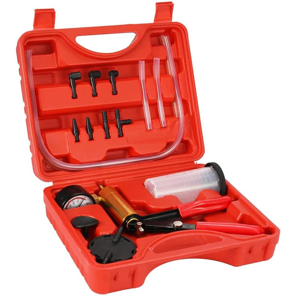 

Portable Durable Aluminum Vacuum Gauge Manual Vacuum Pressure Pump Brake Fluid Discharge Kit Vacuum Pistol Pump Test Kit