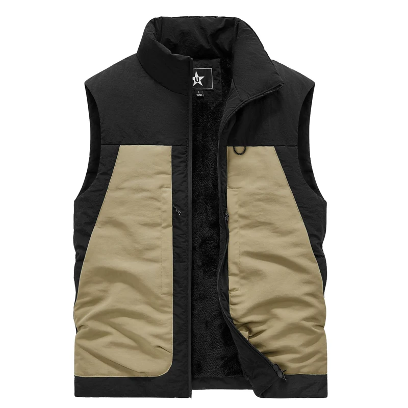 

Autumn Winter Mens Fleece Lined Vests Outdoor Men Thermal Windbreaker Waistcoats Men Warm Waterproof Hiking Sleeveless Jacket