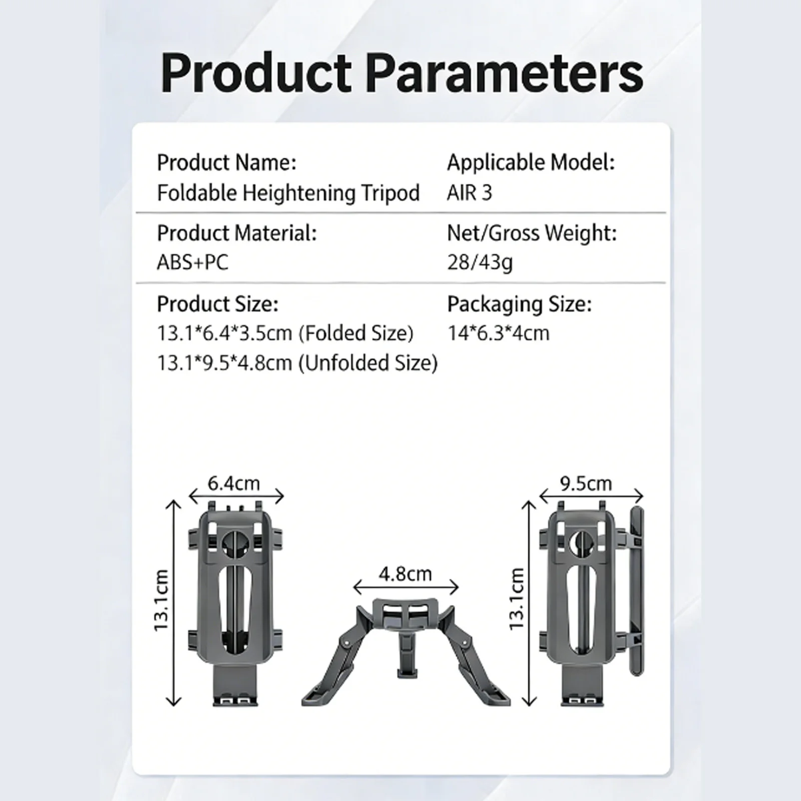 AIRIXXI Składane Podwyższone Nogi Podwozia do DJI Mavic Air 3/3S, Statyw, Akcesorium do Drona, ABS+PC, Lekki, Stabilny Stojak