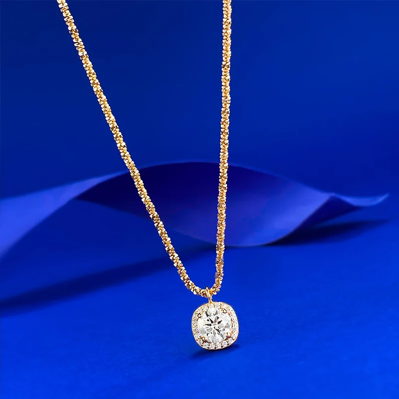 

Новое женское посеребренное ожерелье S925 цвета шампанского, один карат, муассанит, повседневное модное универсальное ожерелье