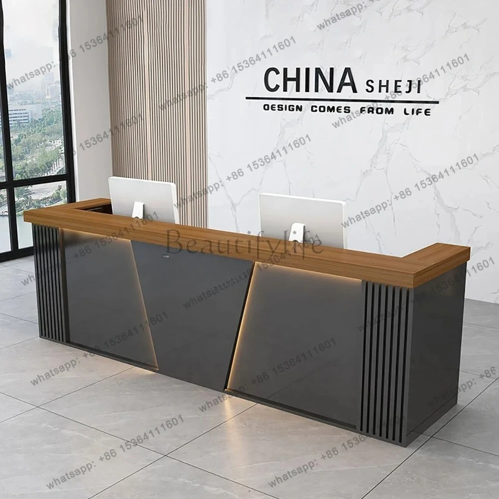 

Customized Elegant Bar Counter Cabinet Modern Glamour Simple Delicacy Reception Desks Unique Mostrador Commercial Furniture