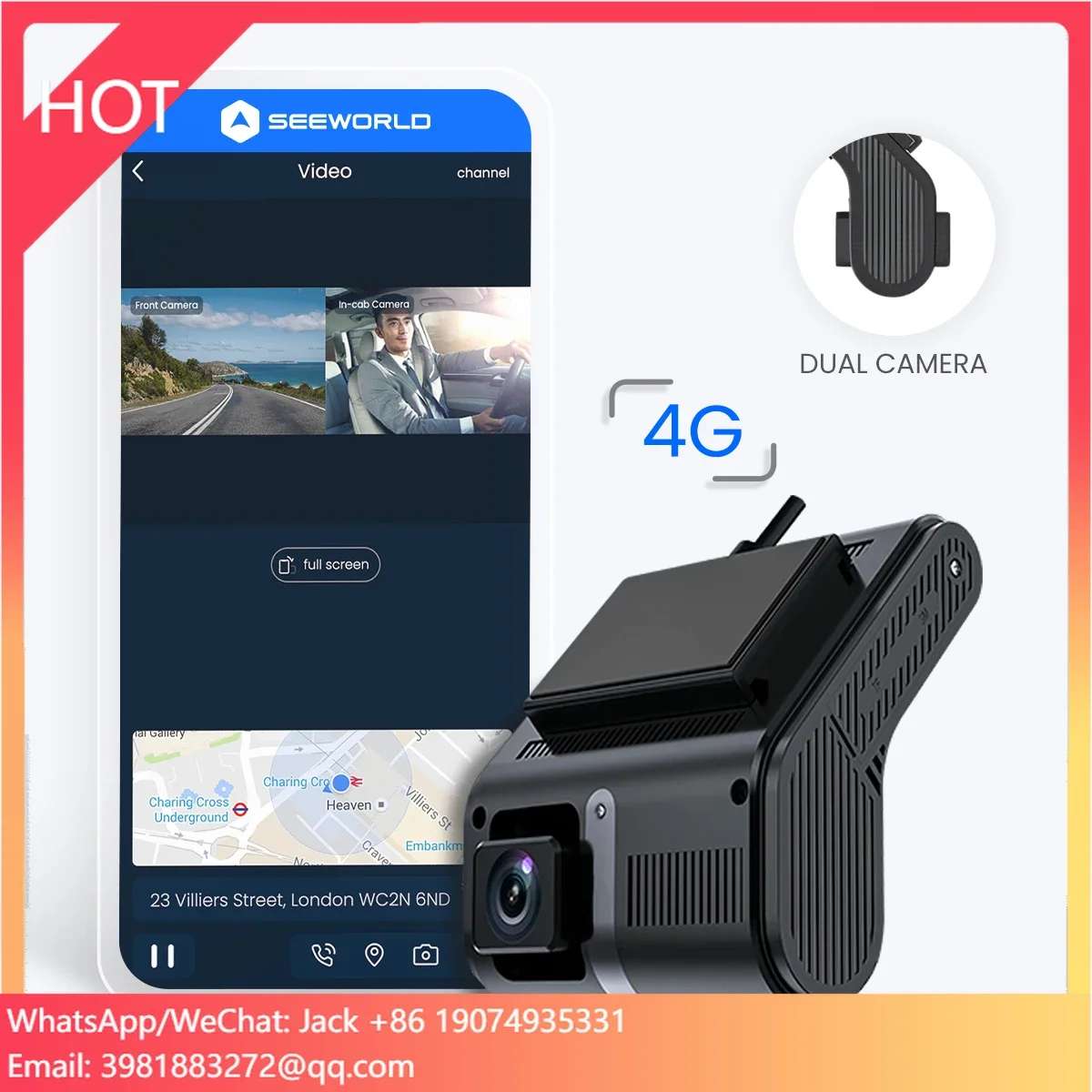 

SEEWORLD V7 Video Recorder Front And Inside Cabin Dual Lens Dash Camera For Cars