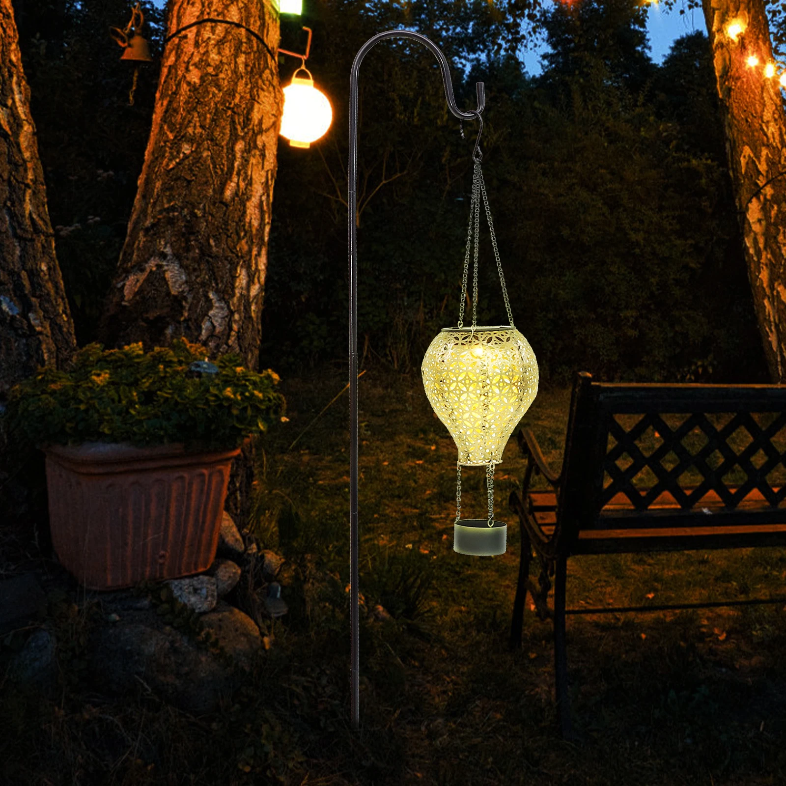 

Solar Iron Air Balloon Garden Decoration Metal Light Outdoor Yard Lawn Path Lawn Light Decor Solar Powered Durable Glow