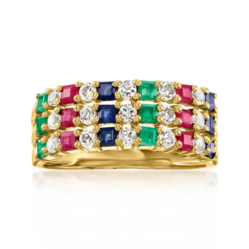 Luxuriöser, funkelnder, mit mehrfarbigem synthetischem Zirkonia besetzter klassischer goldener Ring für Damen, modisches Schmuckzubehör für Bankette und Jubiläen