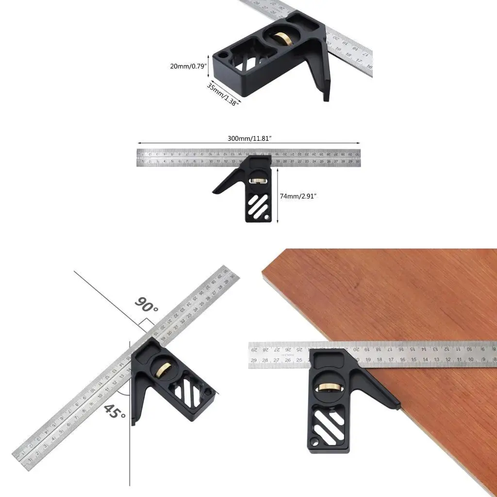 

652F AngleRuler Комбинированный квадратный столярный инструмент из нержавеющей стали