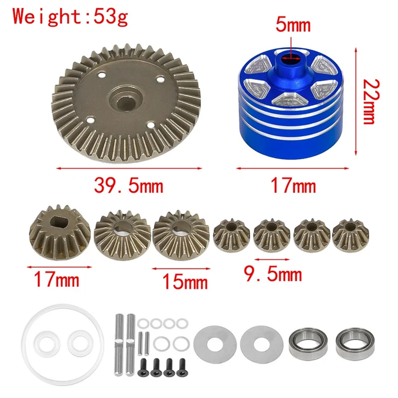 

ABUM-RC Car Upgrade Differential Gear With Shell Kit 22049 For Tamiya 39T XV02 TT02 MB01 BT01 XM01 RC Car Upgrade Accessories Bl