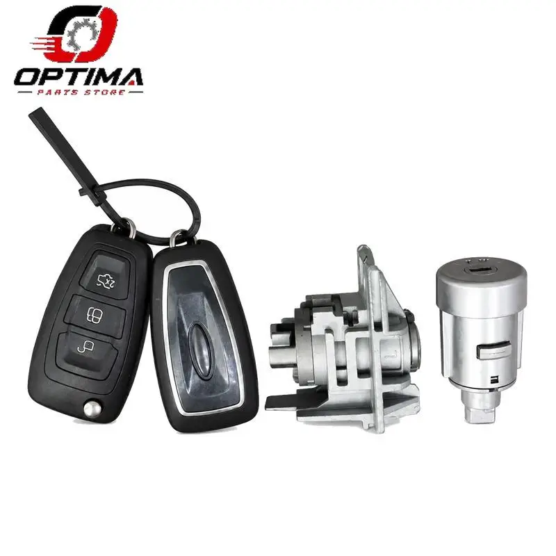 AM5AR22050DH Ignition Switch Lock Cylinder & Door Lock Barrel Set with 2 Remote Keys for Ford Focus MK3 Kuga