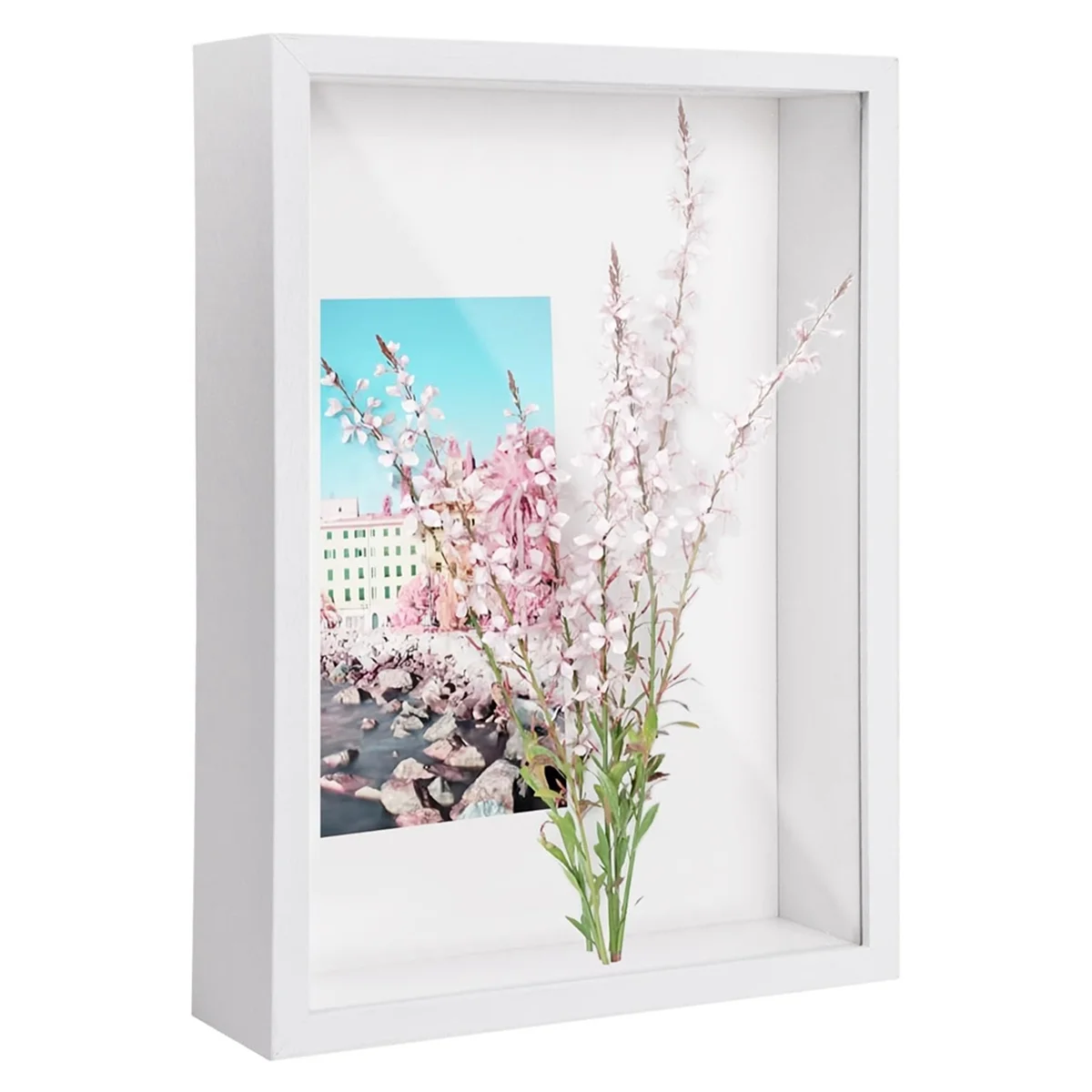 Shadow Box A4, 5CM Deep Box Photo Frame for Tabletop and Wall,3D Picture Frame Display Box for Crafts Memorabilia White