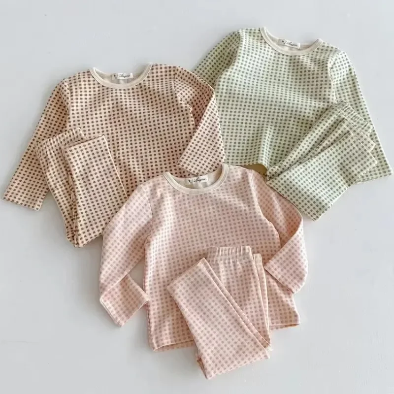 Babies Girls Boys Bottoming Top Pant Two Piece Toddler Children Spring Autumn Underwear Clothes Kids Home Wear 1-6Years Clothes