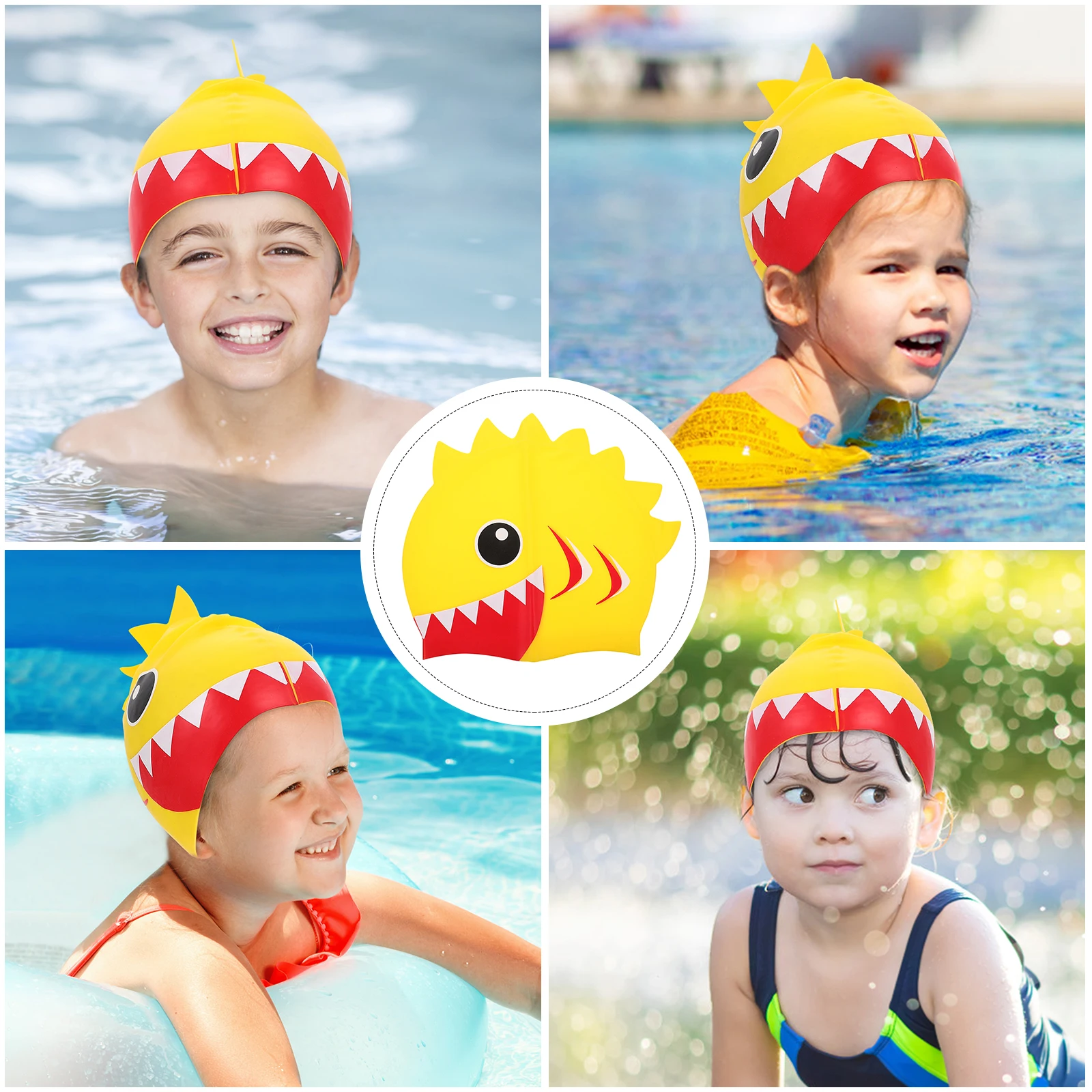 

Kids Swim Caps Waterproof Silicone Bathing Hat Durable Toddler Swimming Cap For Children Hair Protection Flexible