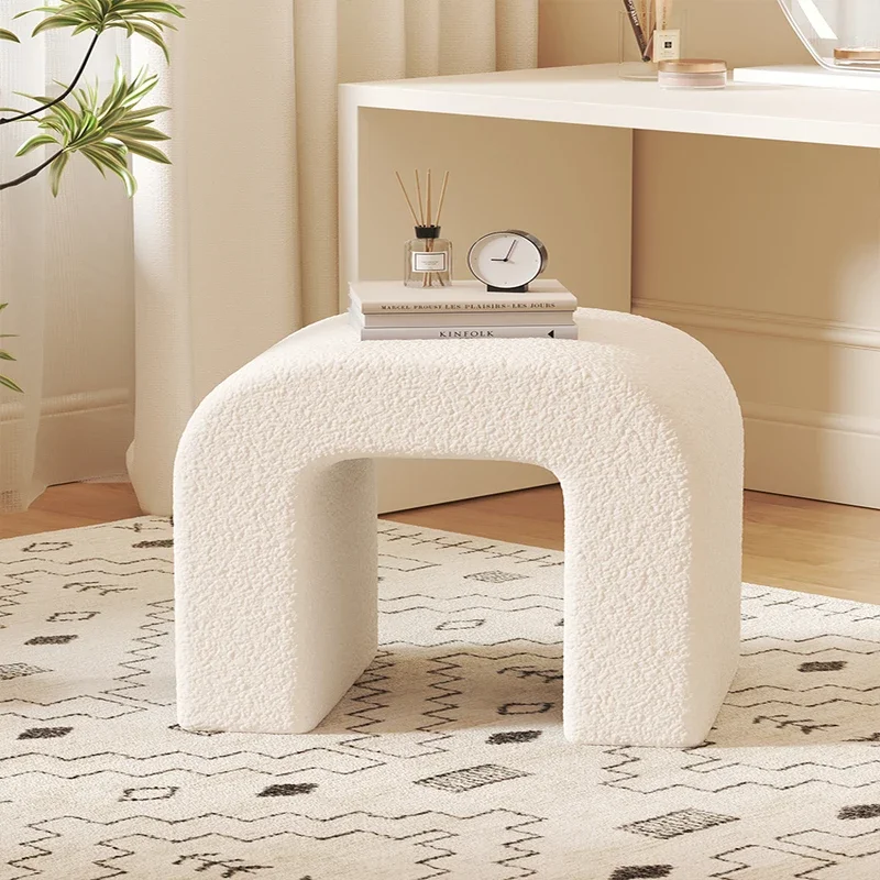 U-Shaped Makeup Stool Creative Solid Wood Chair Household Dressing Chair Bedroom Leisure Stool Chic Vanity Seating