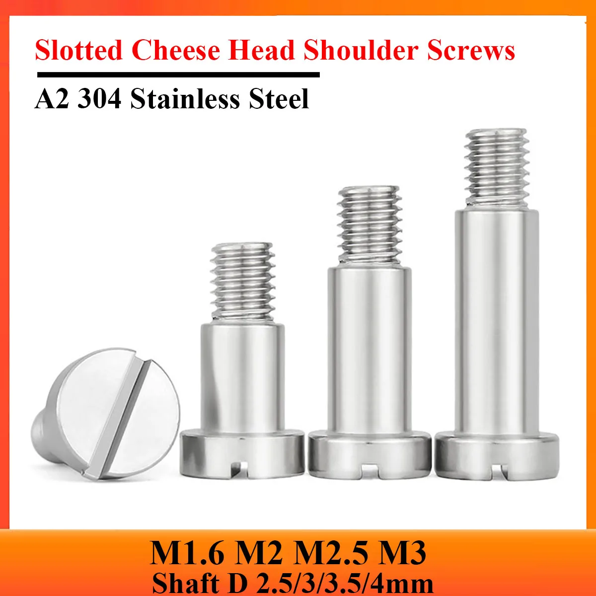 20pcs M1.6 M2 M2.5 M3 Slotted Cheese Head Shoulder Screws GB830 304 Stainless Steel Step Screw Plug Limit Screw Bearing Bolts