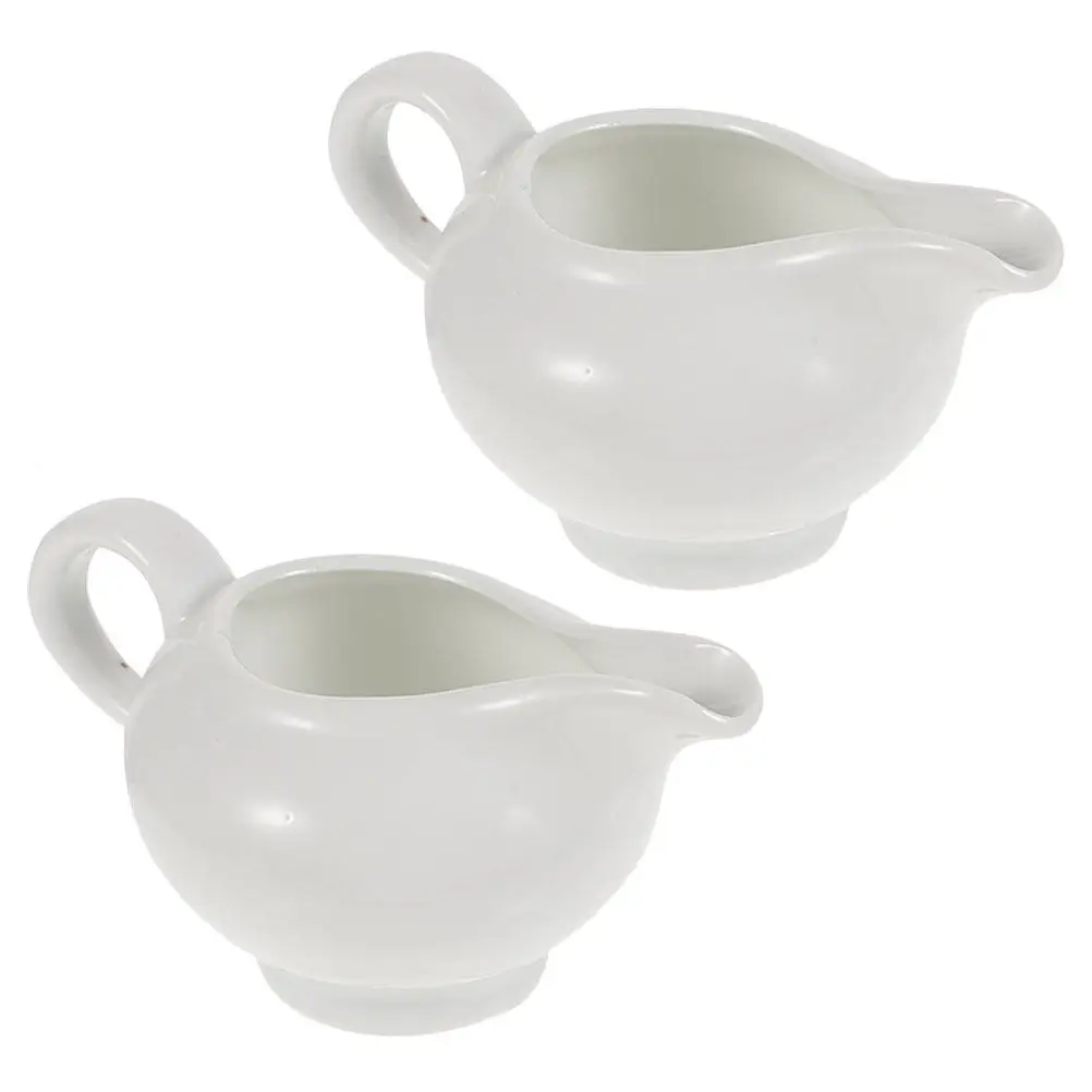 2Pcs Ceramic Gravy Boat with Handle Premium Sauce Cup for Coffee Milk Juice Yogurt Dispenser Salad Dressing Pourer Condiment - view 5