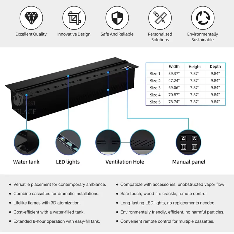 Imagem -05 - Moderno Cor Ajustável Humidificador Personalizado Controle Remoto Chama Led Interior Decoração da Sala de Estar Lareira Elétrica Aquecedor de Vapor de Água Lareira Névoa