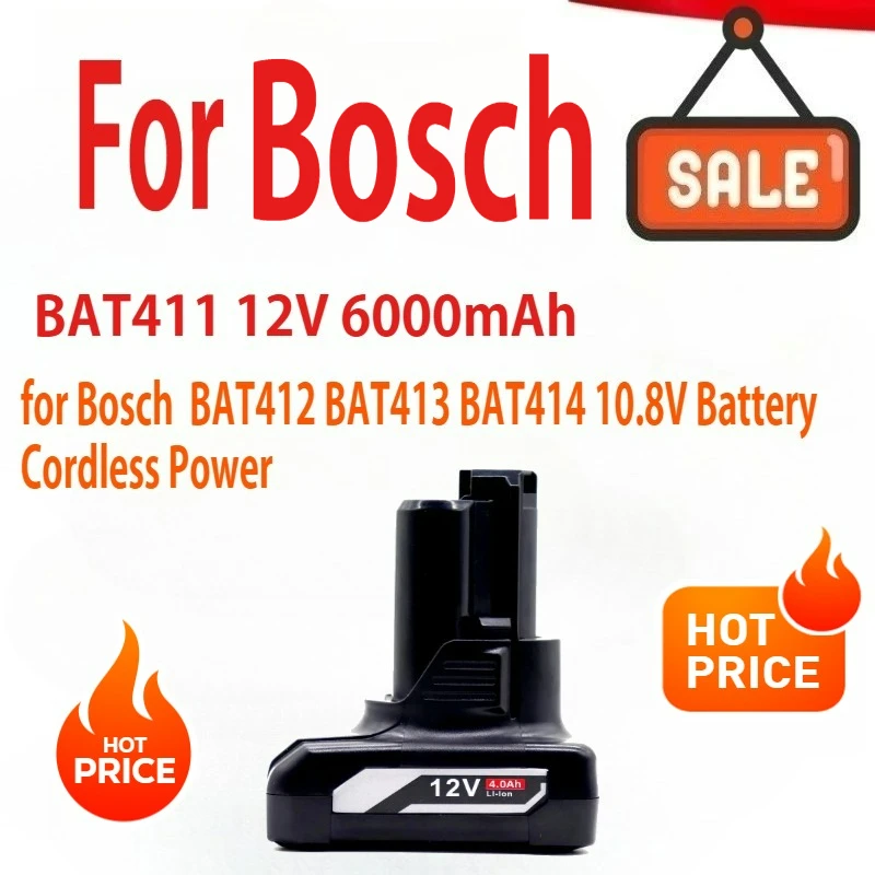 

Aleaivy 12 В 6000 мАч литий-ионный аккумулятор BAT420 для Bosch BAT411 BAT412 BAT413 BAT414 10,8 В аккумулятор беспроводной мощности