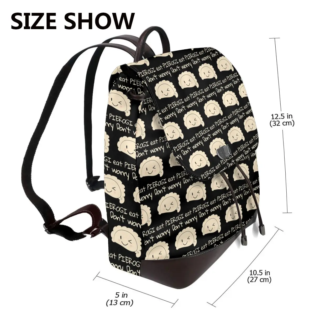 Don't Worry Eat PIEROGI Bookbag School Student Bags Hiking Travel Daypack for Women Fashion Derma Backpack